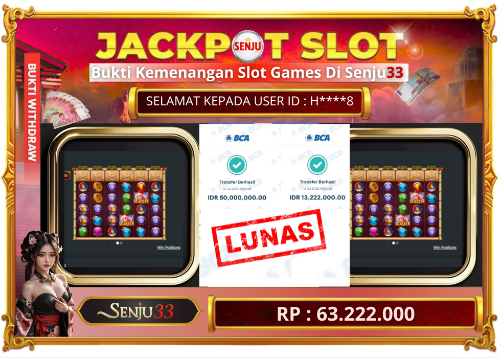 🎰 SENJU33 JACKPOT SLOT Rp. 63.222.000 LUNAS 🎉