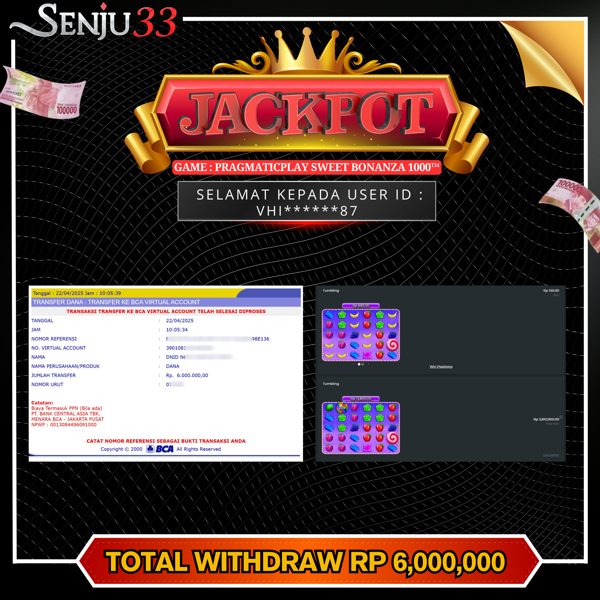 🎰 SENJU33 JACKPOT SLOT Rp. 6.000.000 LUNAS 🎉