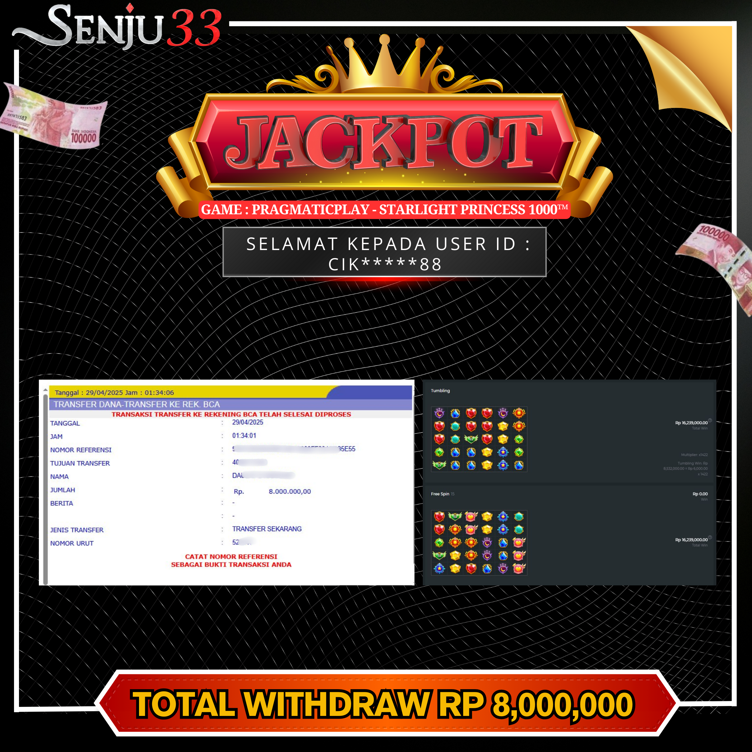 🎰 SENJU33 JACKPOT SLOT Rp. 8.000.000 LUNAS 🎉