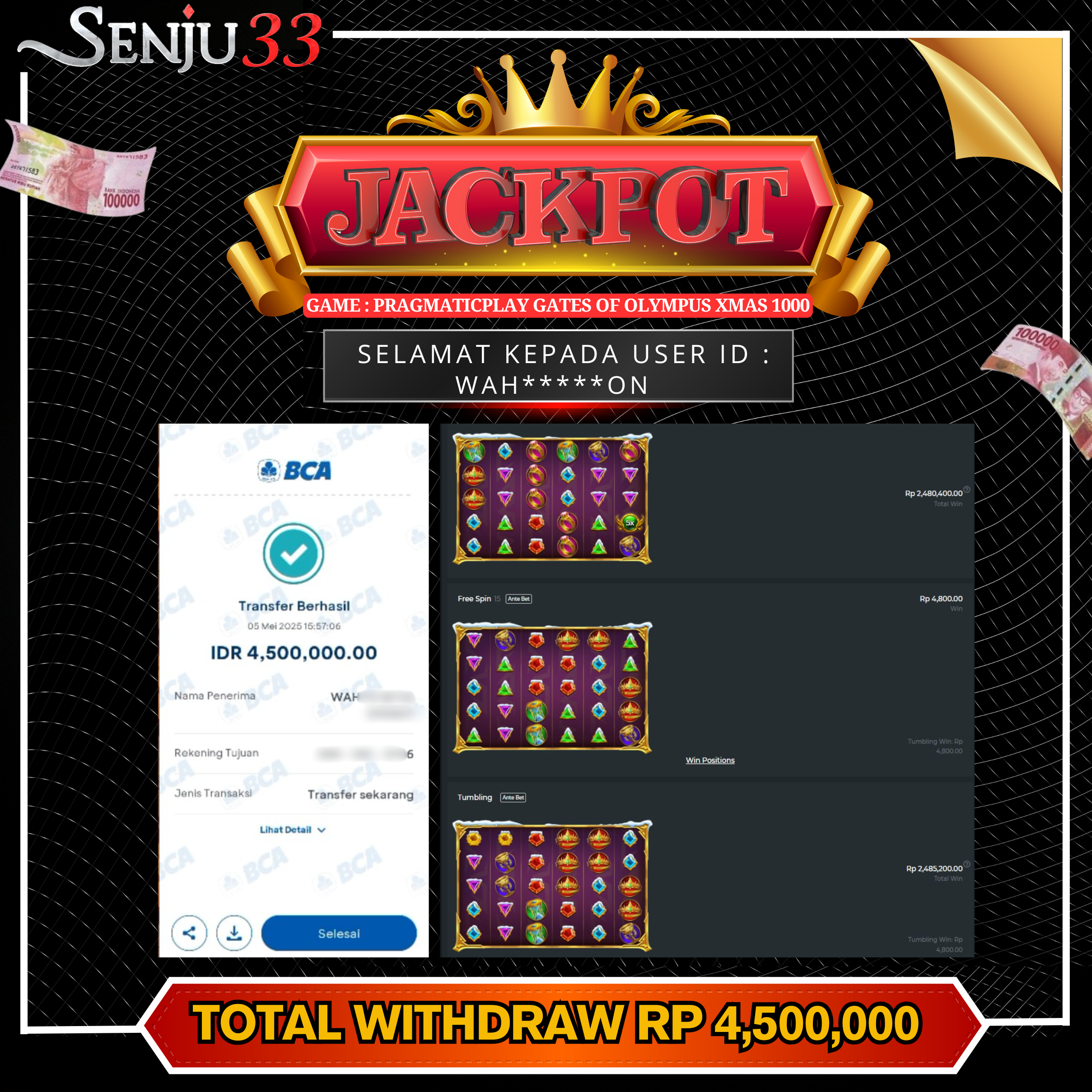 🎰 SENJU33 JACKPOT SLOT Rp. 4.500.000 LUNAS 🎉
