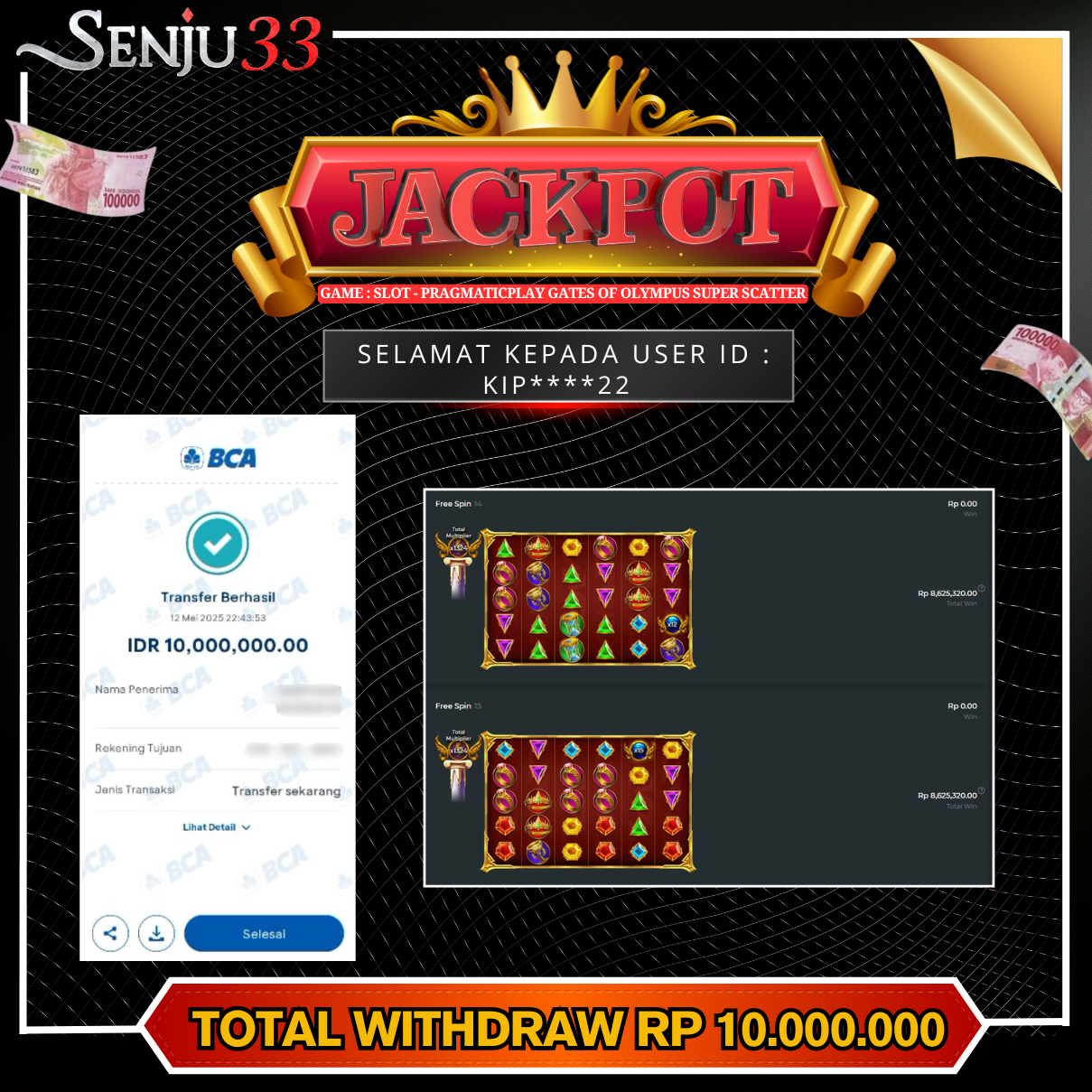 🎰 SENJU33 JACKPOT SLOT Rp. 10.000.000 LUNAS 🎉