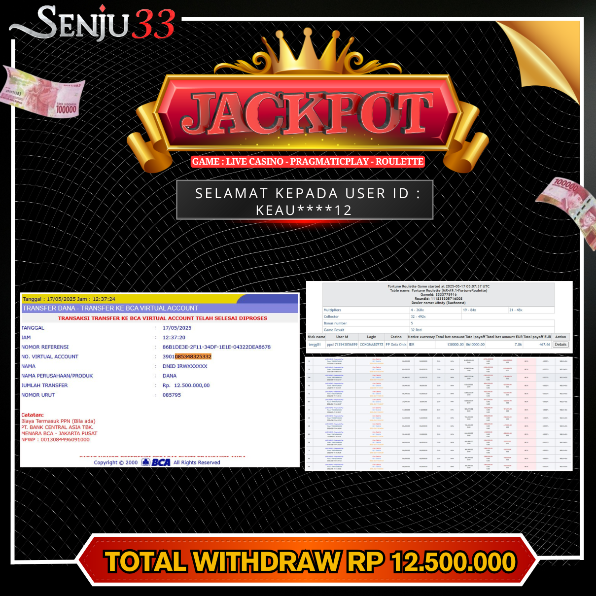 🎰 SENJU33 JACKPOT SLOT Rp. 12.500.000 LUNAS 🎉