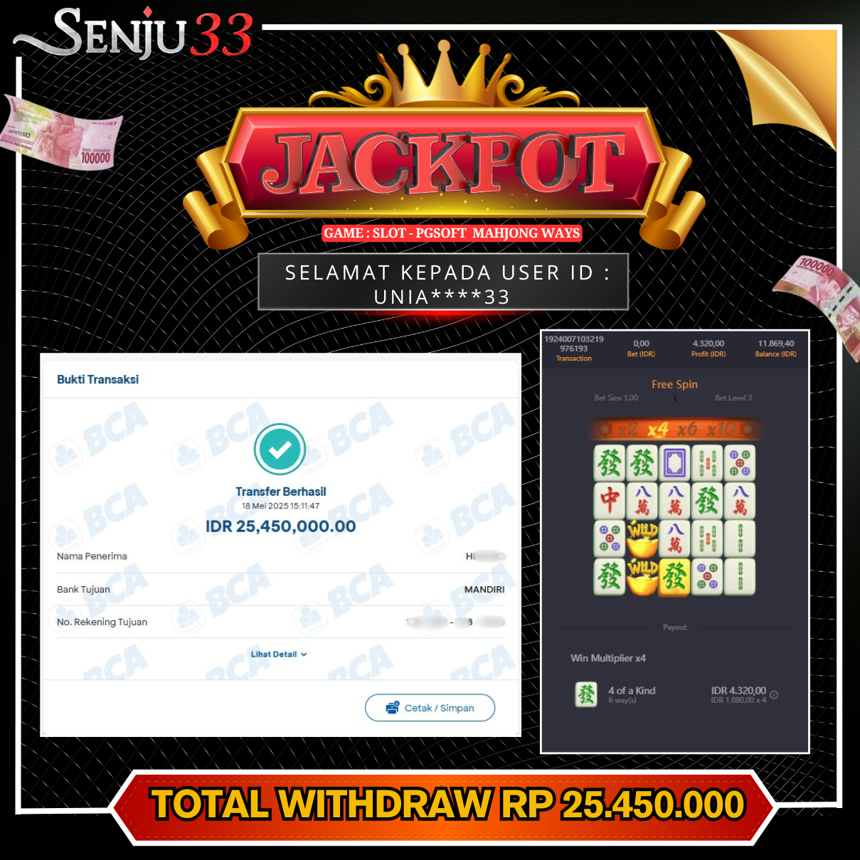 🎰 SENJU33 JACKPOT SLOT Rp. 25.450.000 LUNAS 🎉