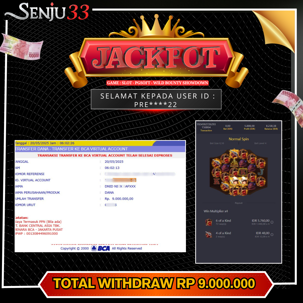 🎰 SENJU33 JACKPOT SLOT Rp. 9.000.000 LUNAS 🎉
