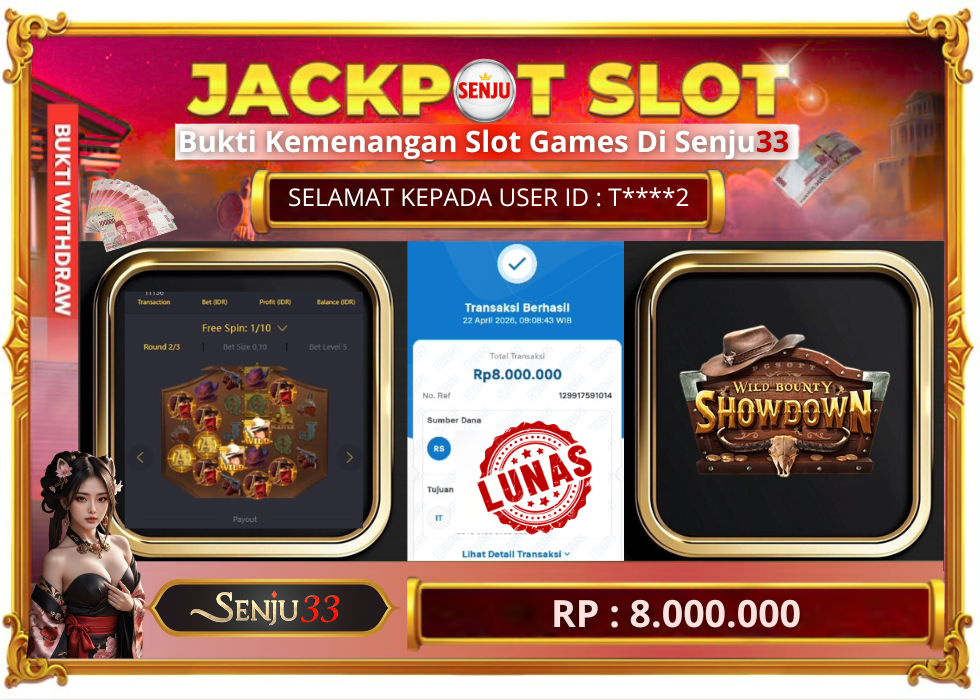 🎰 SENJU33 JACKPOT SLOT Rp. 8.000.000 LUNAS 🎉