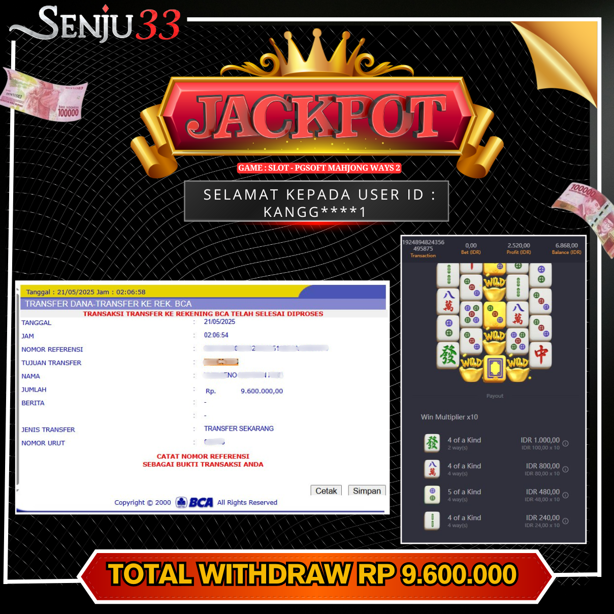 🎰 SENJU33 JACKPOT SLOT Rp. 9.600.000 LUNAS 🎉