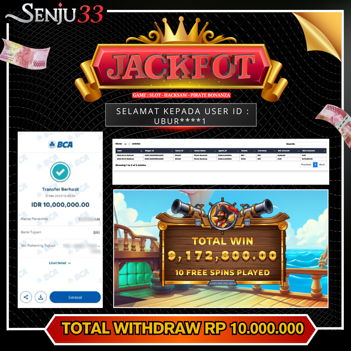 🎰 SENJU33 JACKPOT SLOT Rp. 10.000.000 LUNAS 🎉