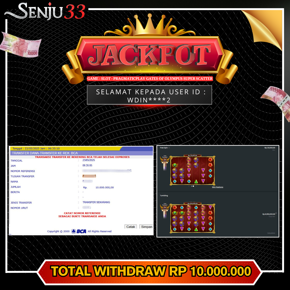🎰 SENJU33 JACKPOT SLOT Rp. 10.000.000 LUNAS 🎉