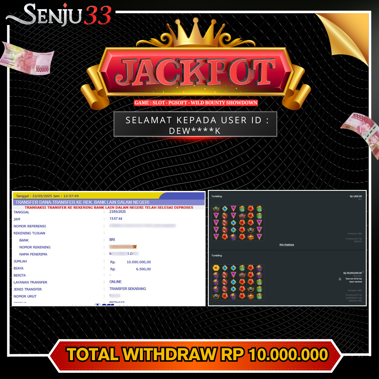 🎰 SENJU33 JACKPOT SLOT Rp. 10.000.000 LUNAS 🎉