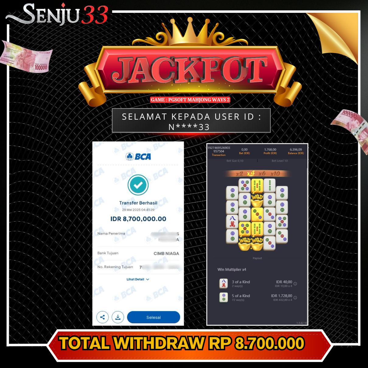 🎰 SENJU33 JACKPOT SLOT Rp. 8.700.000 LUNAS 🎉