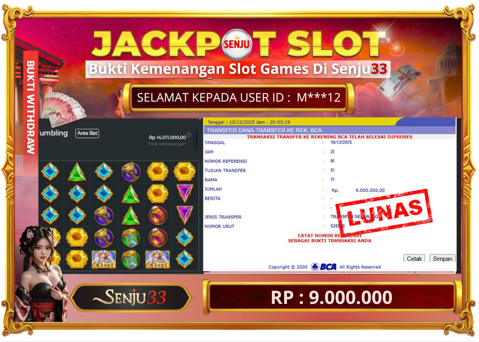 🎰 SENJU33 JACKPOT SLOT Rp. 9.000.000 LUNAS 🎉