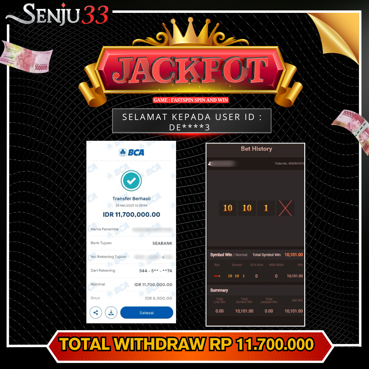 🎰 SENJU33 JACKPOT SLOT Rp. 11.700.000 LUNAS 🎉