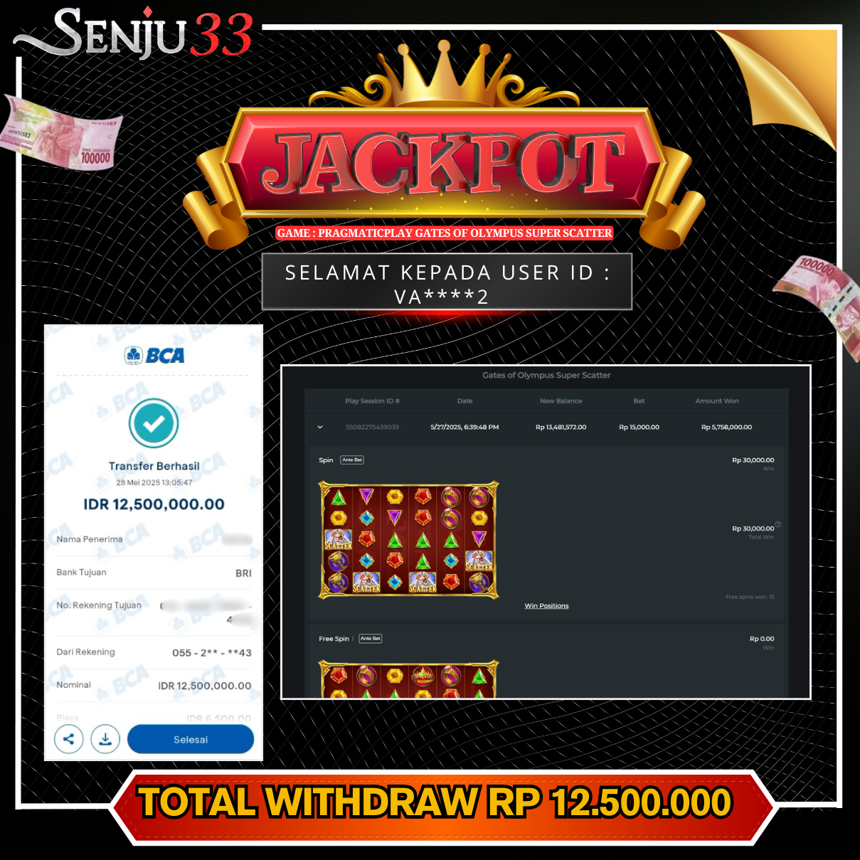 🎰 SENJU33 JACKPOT SLOT Rp. 12.500.000 LUNAS 🎉