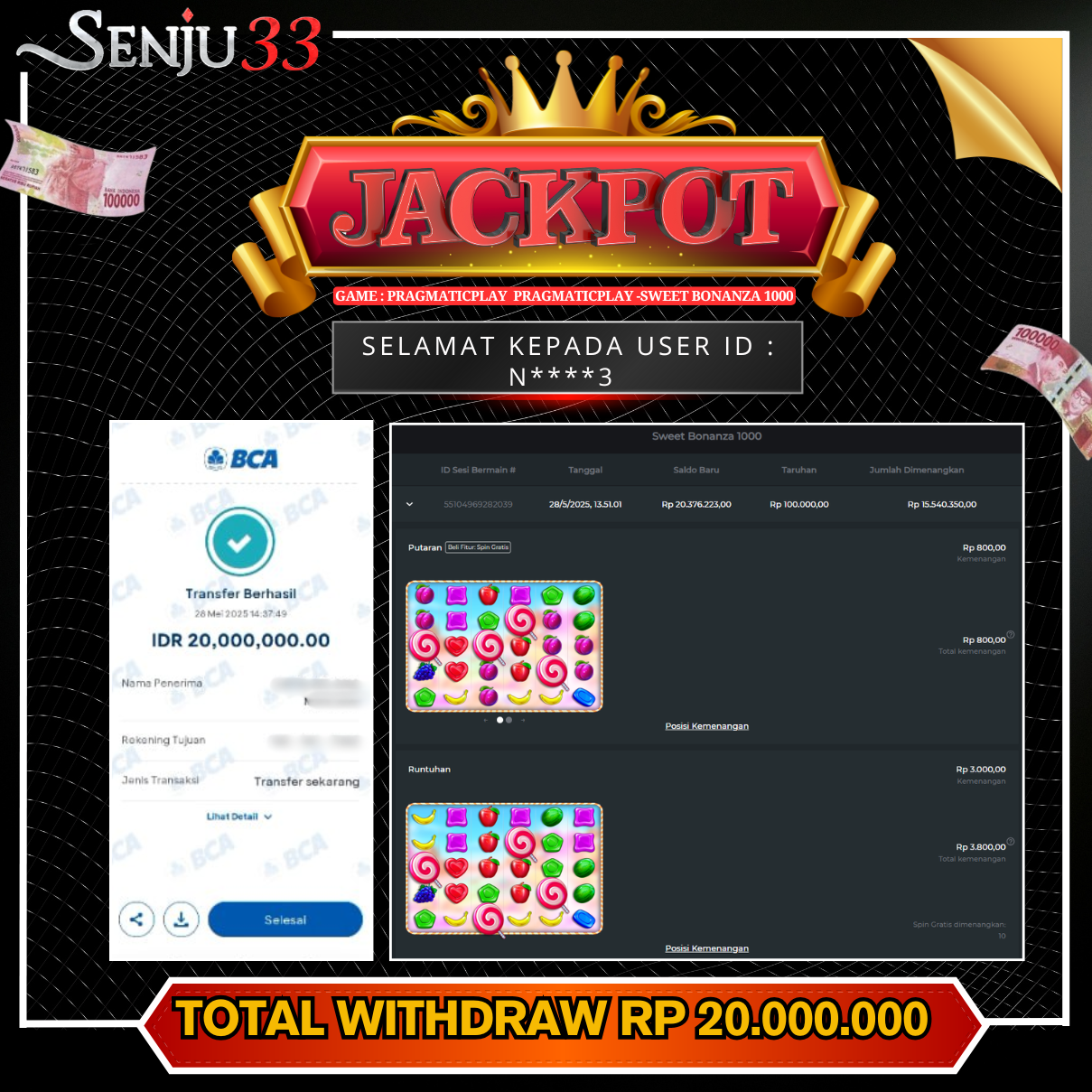 🎰 SENJU33 JACKPOT SLOT Rp. 20.000.000 LUNAS 🎉