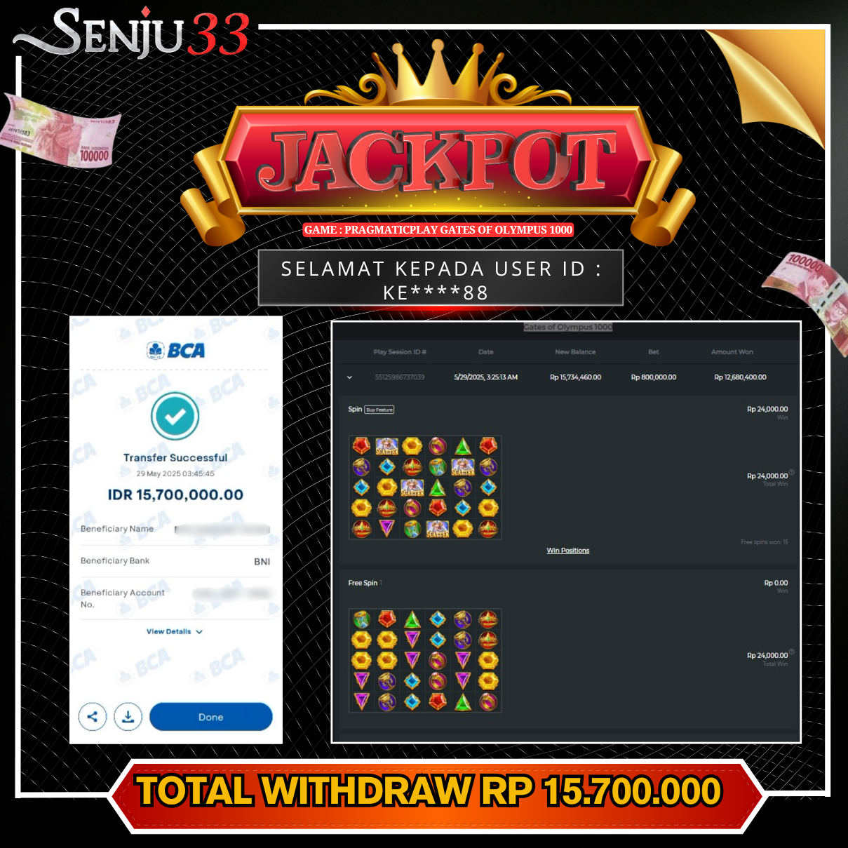 🎰 SENJU33 JACKPOT SLOT Rp. 15.700.000 LUNAS 🎉
