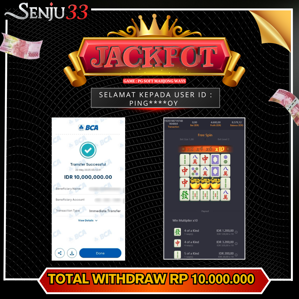 🎰 SENJU33 JACKPOT SLOT Rp. 10.000.000 LUNAS 🎉