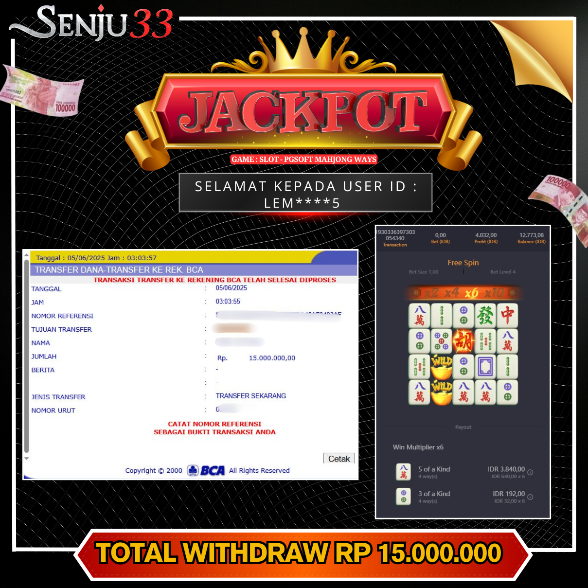 🎰 SENJU33 JACKPOT SLOT Rp. 15.000.000 LUNAS 🎉
