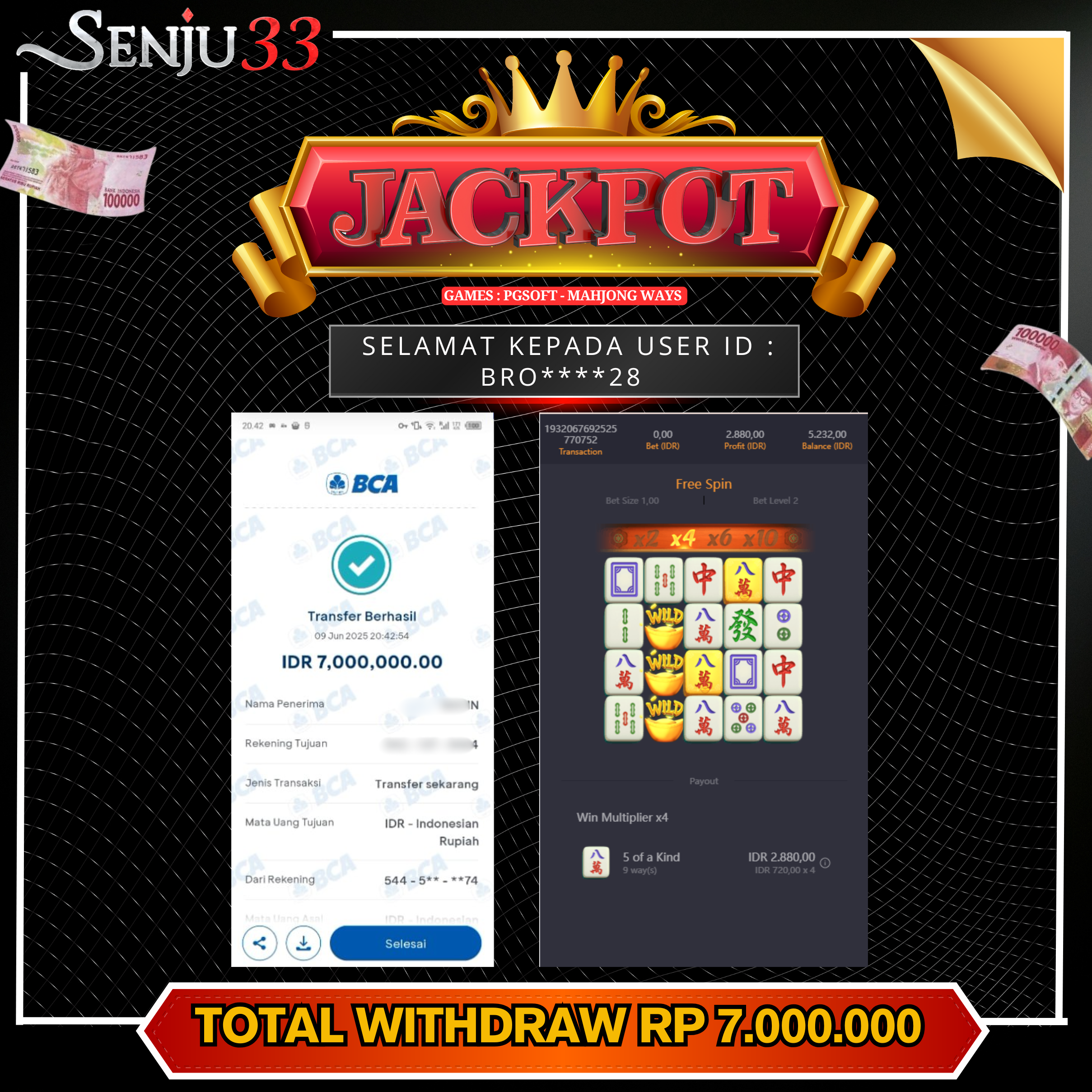 🎰 SENJU33 JACKPOT SLOT Rp. 7.000.000 LUNAS 🎉