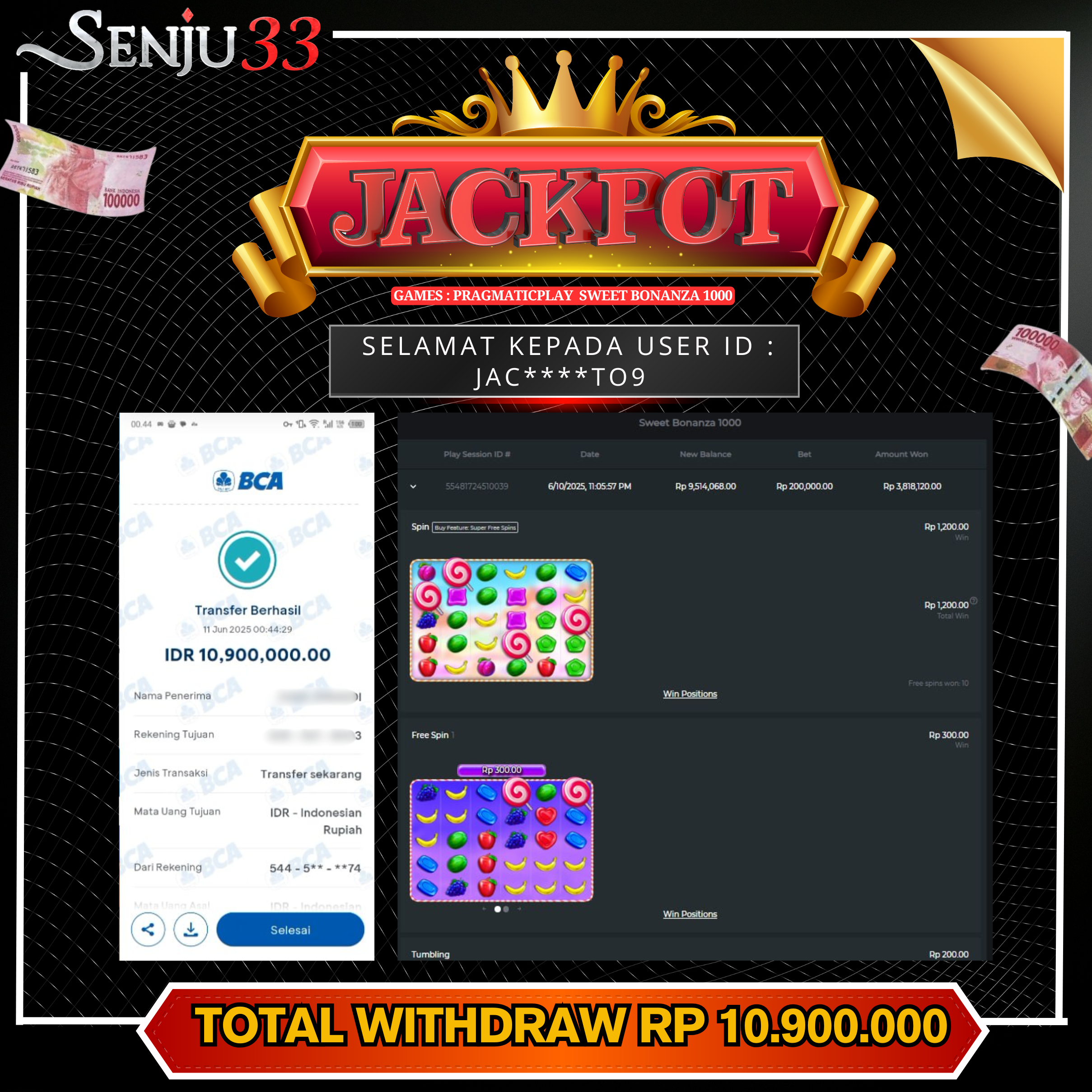 🎰 SENJU33 JACKPOT SLOT Rp. 10.900.000 LUNAS 🎉