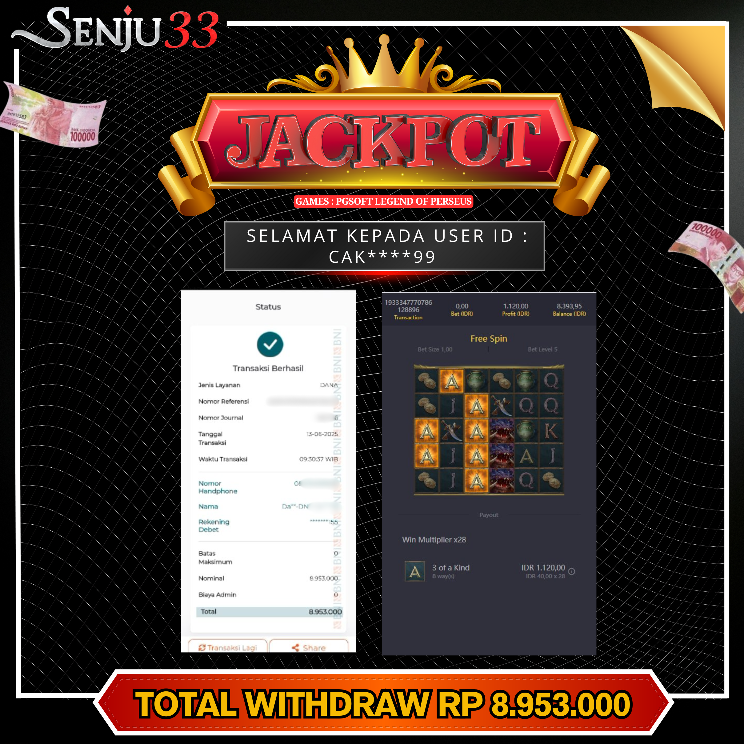 🎰 SENJU33 JACKPOT SLOT Rp. 8.953.000 LUNAS 🎉