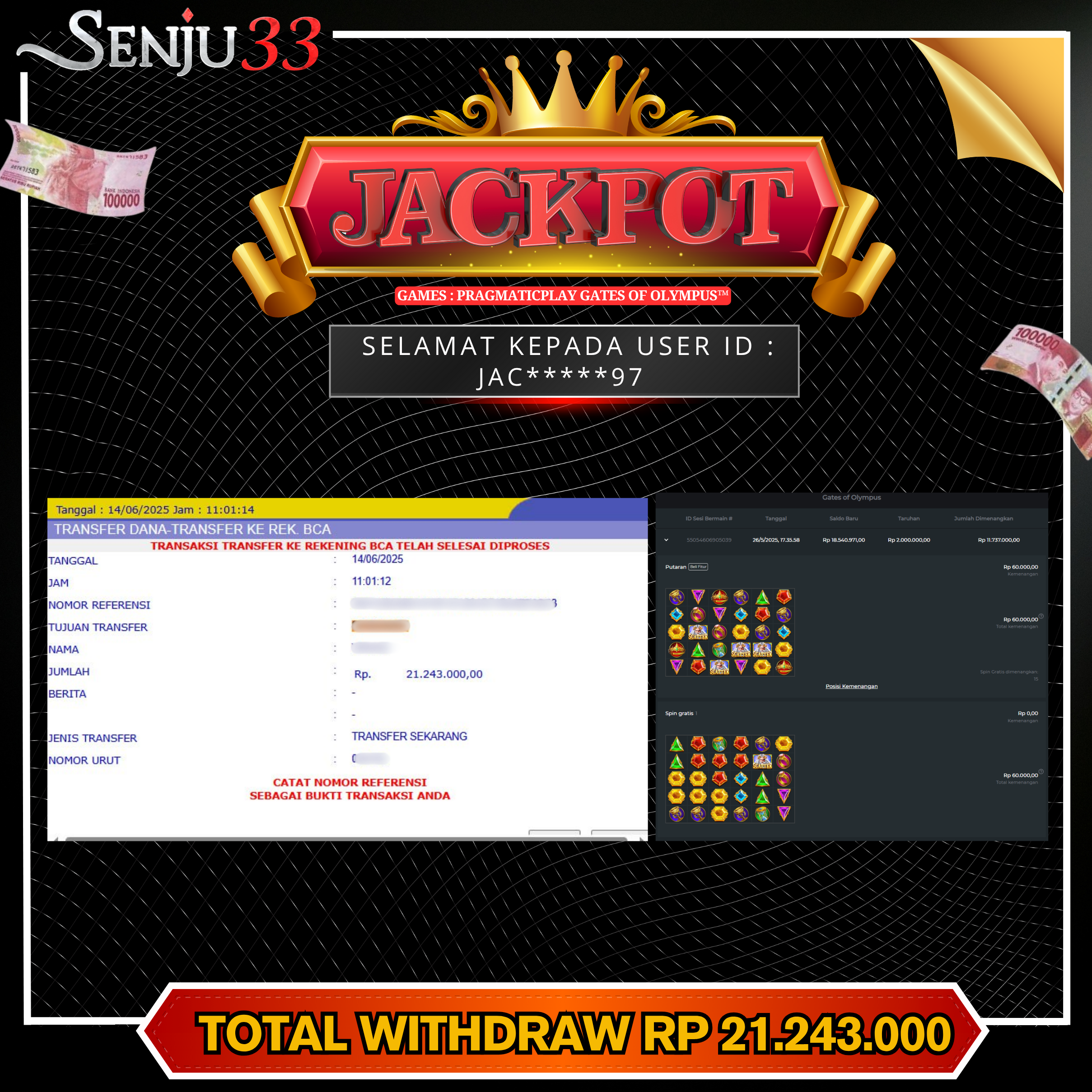 🎰 SENJU33 JACKPOT SLOT Rp. 21.243.000 LUNAS 🎉