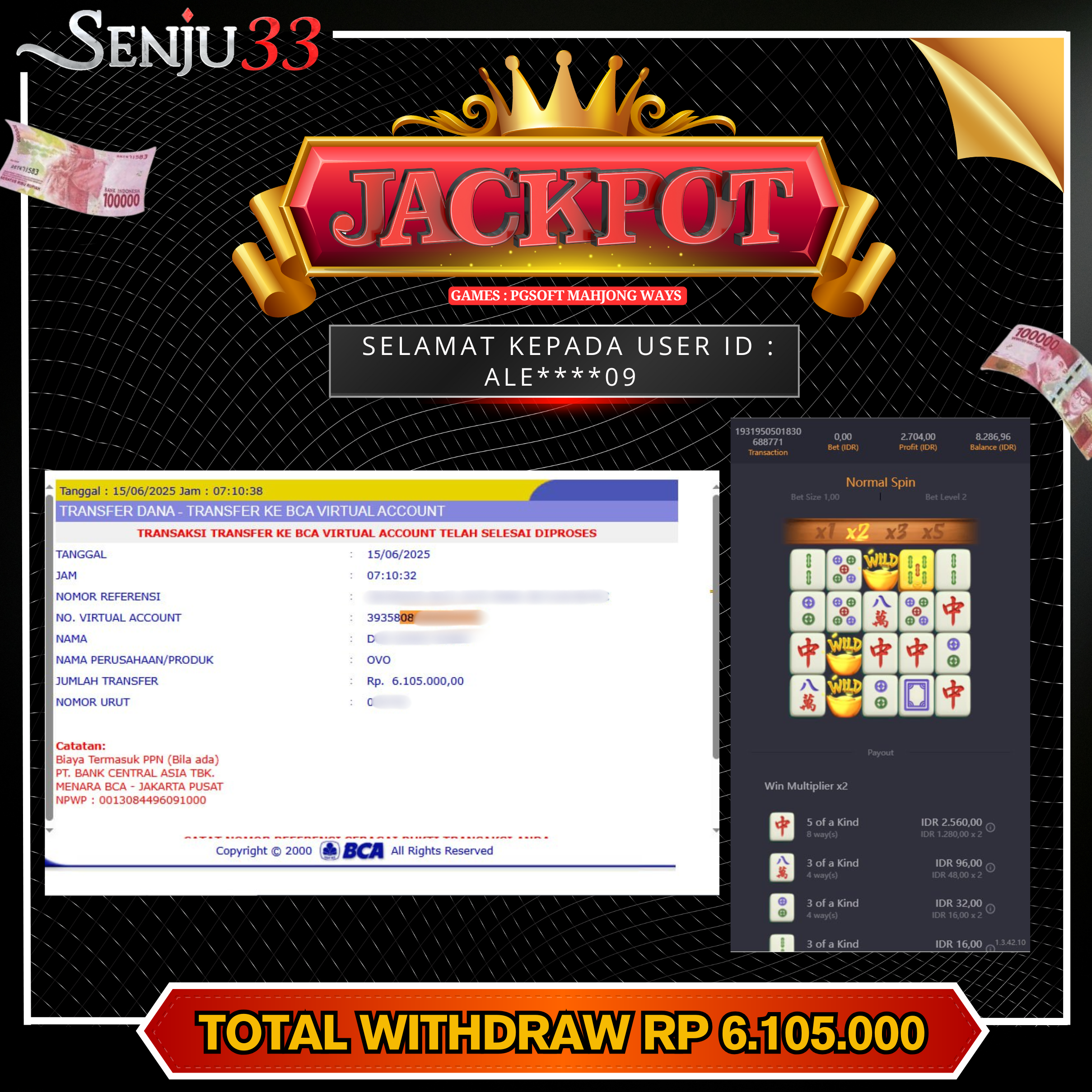 🎰 SENJU33 JACKPOT SLOT Rp. 6.105.000 LUNAS 🎉