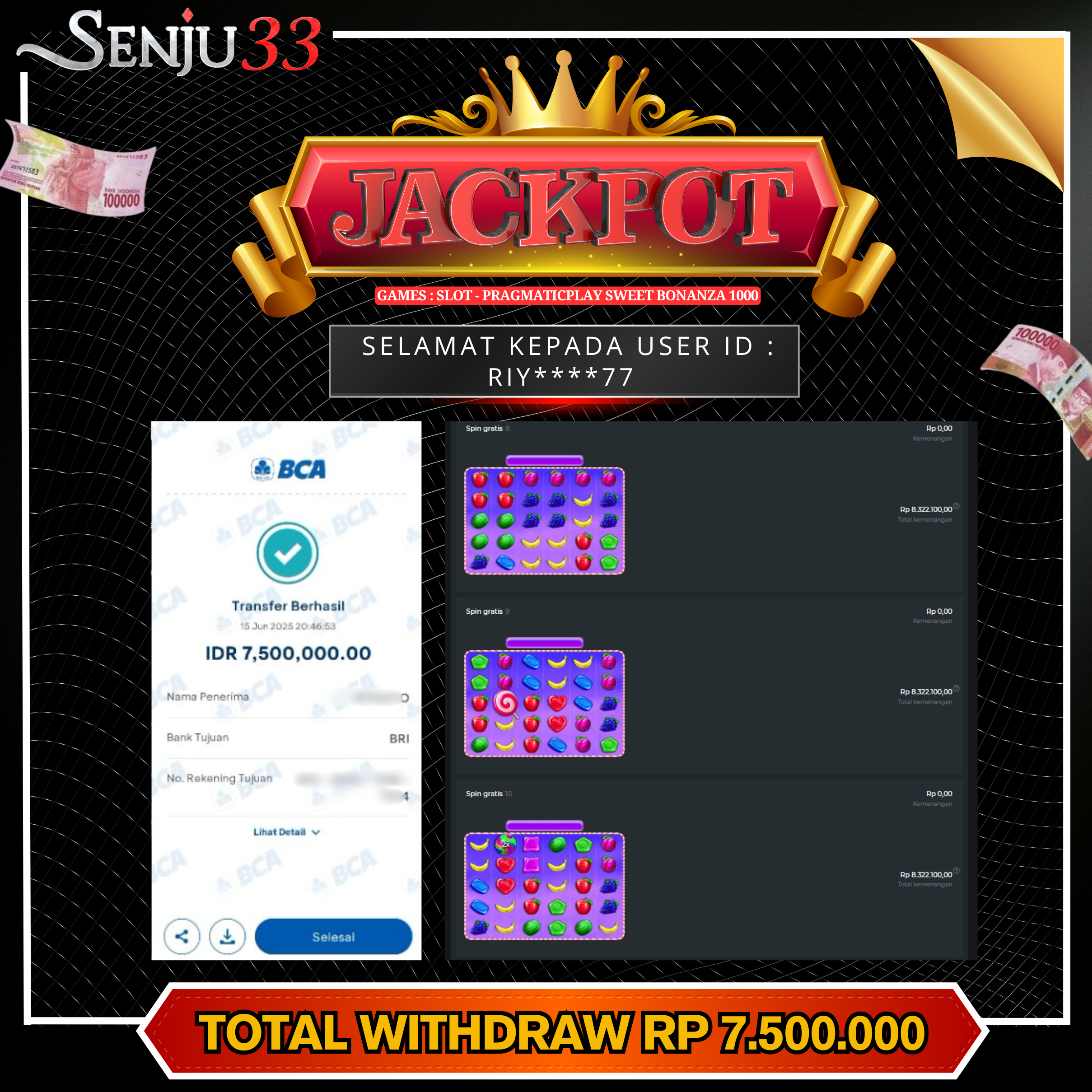 🎰 SENJU33 JACKPOT SLOT Rp. 7.500.000 LUNAS 🎉