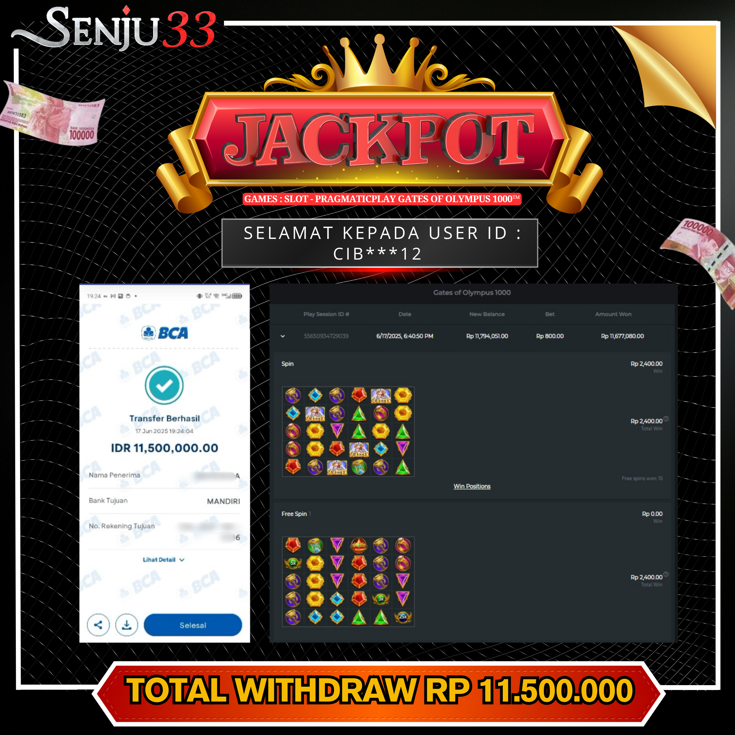 🎰 SENJU33 JACKPOT SLOT Rp. 11.500.000 LUNAS 🎉