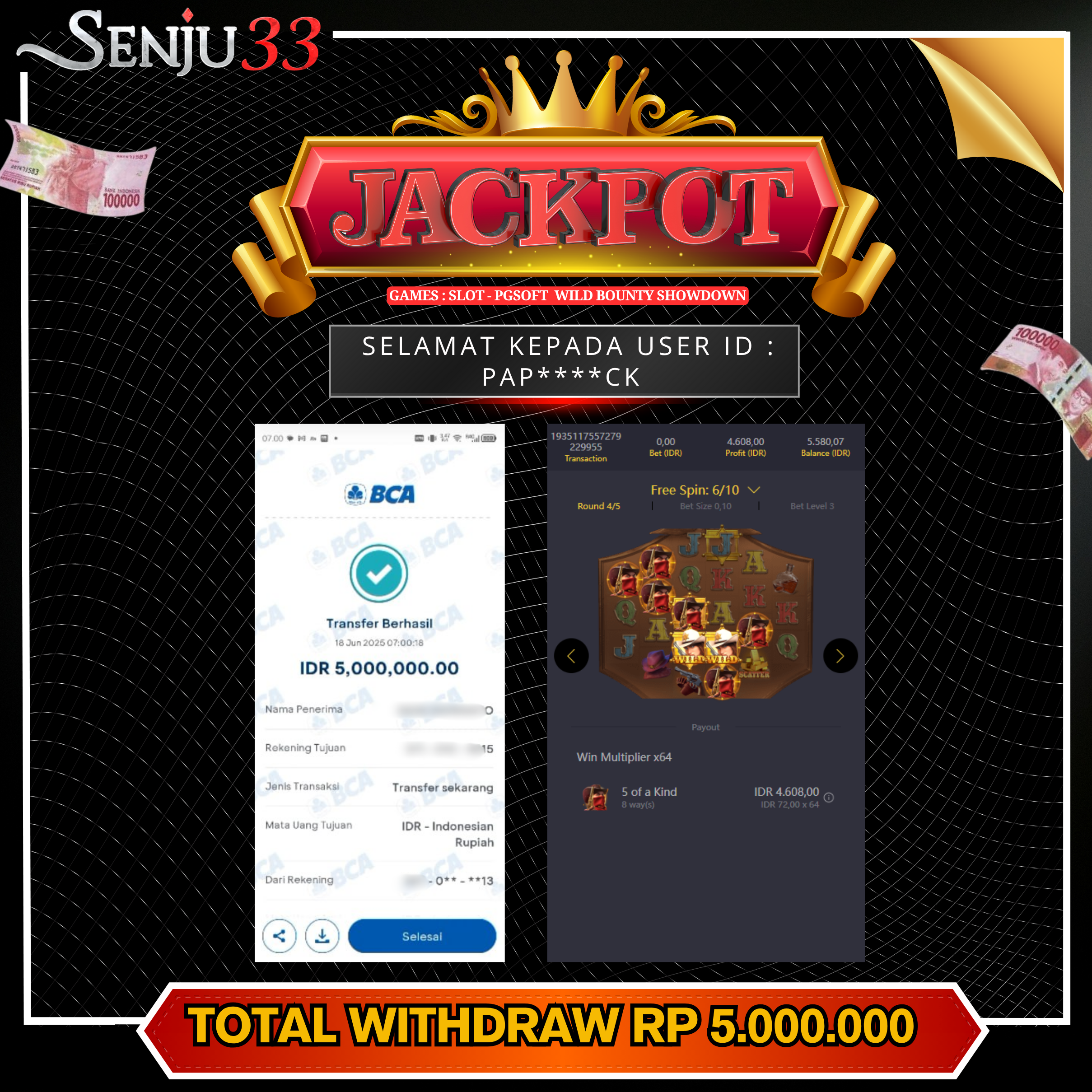 🎰 SENJU33 JACKPOT SLOT Rp. 5.000.000 LUNAS 🎉