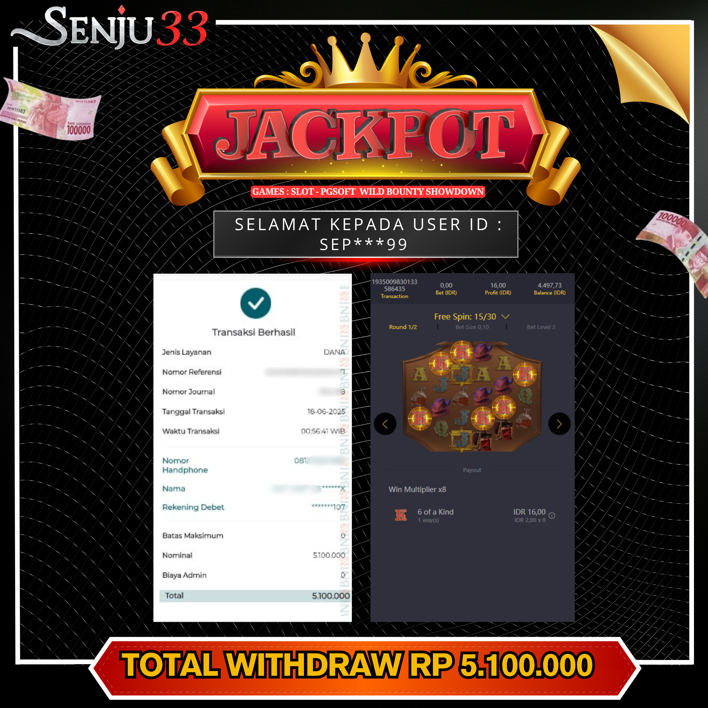 🎰 SENJU33 JACKPOT SLOT Rp. 5.100.000 LUNAS 🎉