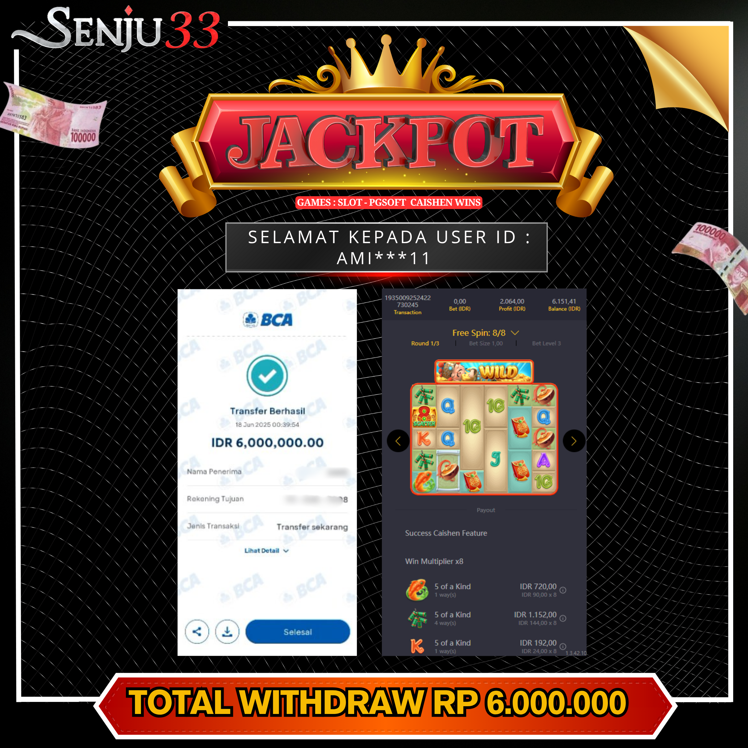 🎰 SENJU33 JACKPOT SLOT Rp. 6.000.000 LUNAS 🎉