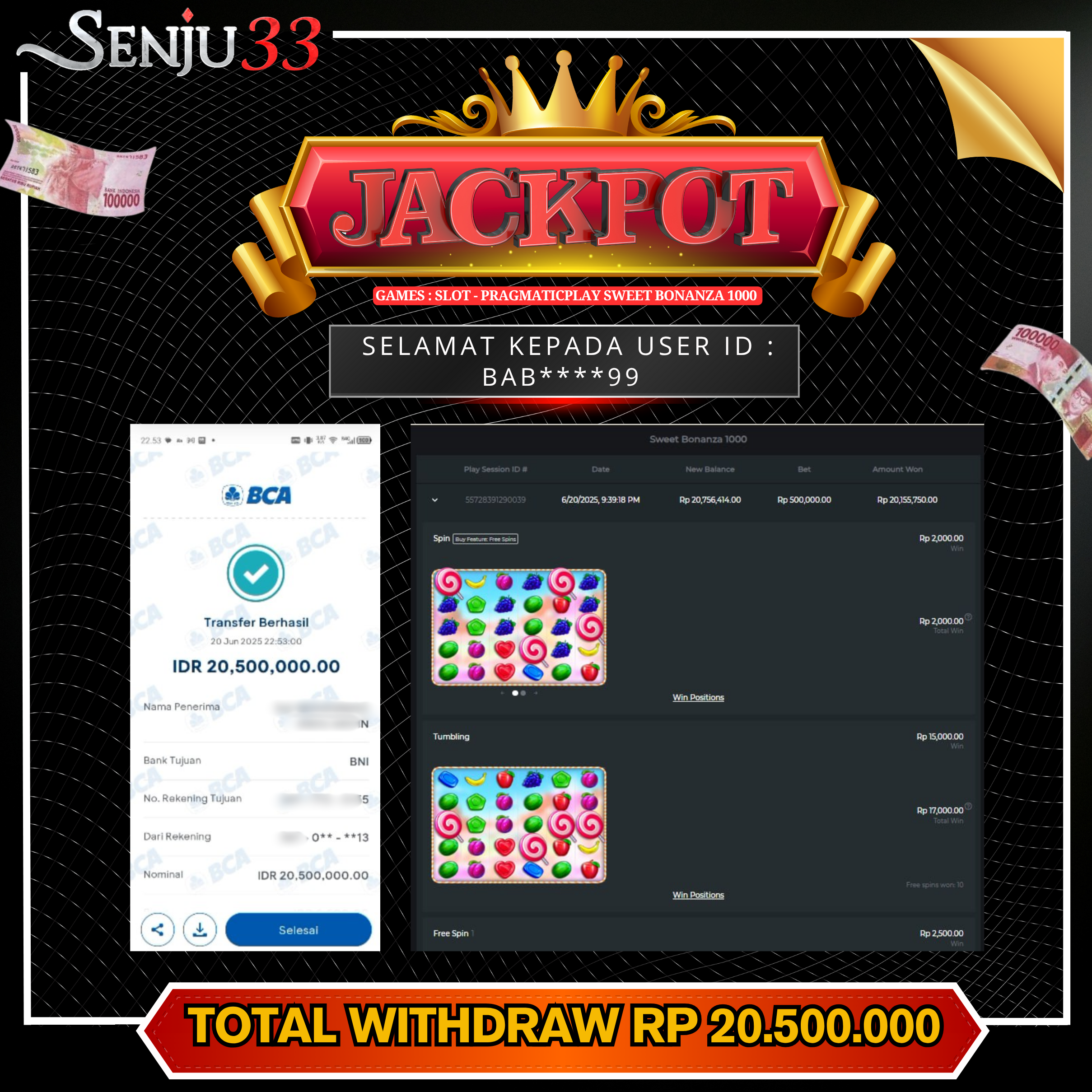 🎰 SENJU33 JACKPOT SLOT Rp. 20.500.000 LUNAS 🎉