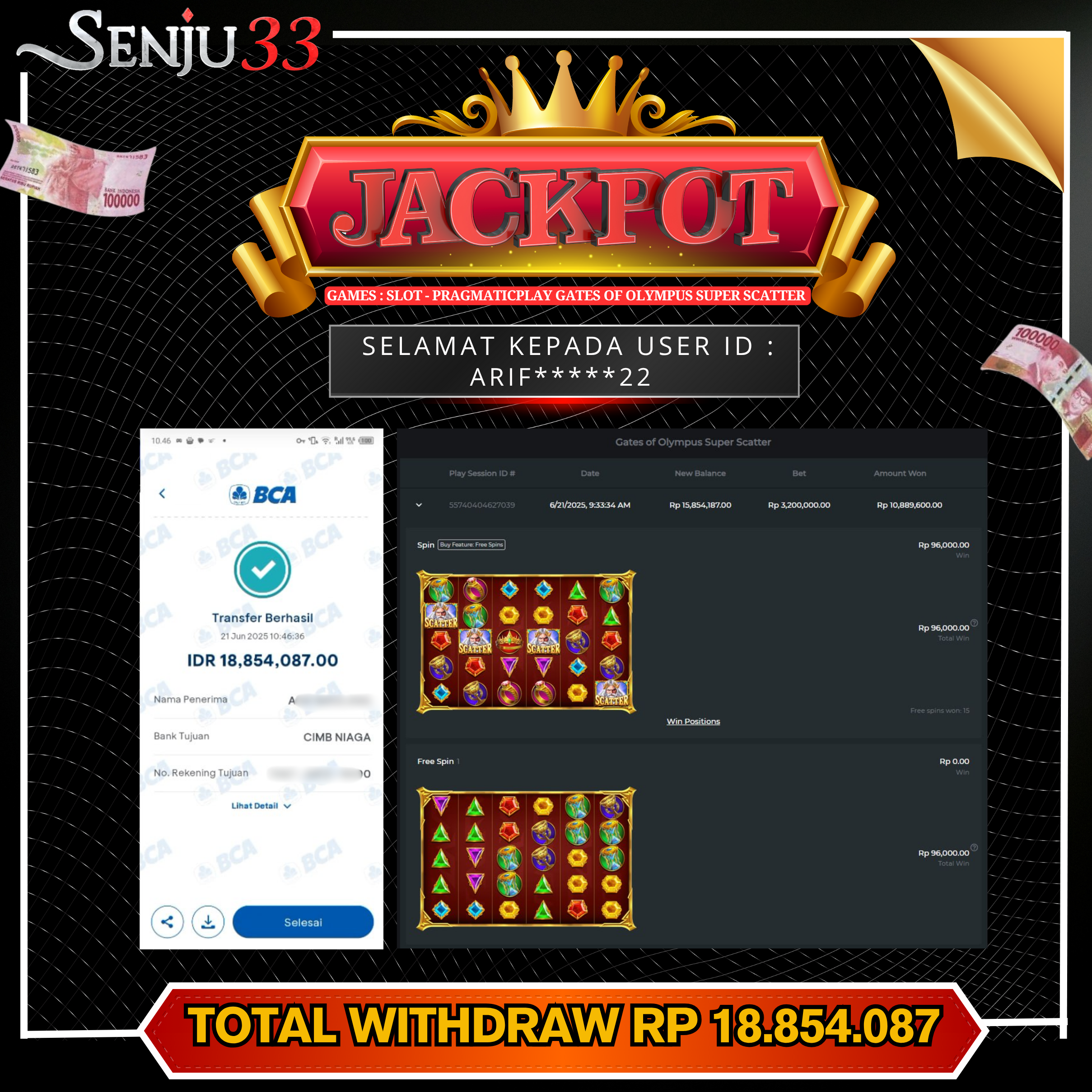 🎰 SENJU33 JACKPOT SLOT Rp. 18.854.087 LUNAS 🎉