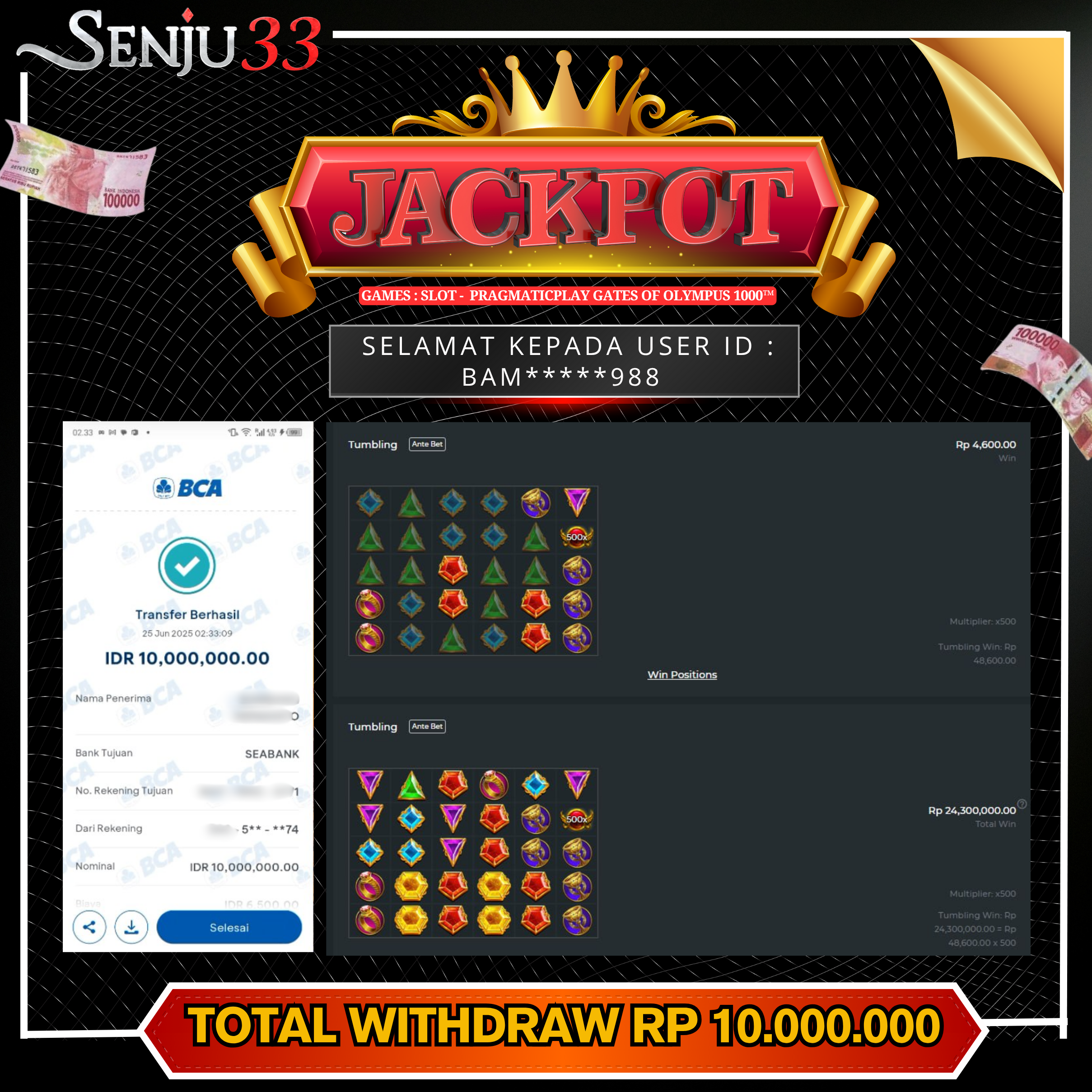 🎰 SENJU33 JACKPOT SLOT Rp. 10.000.000 LUNAS 🎉