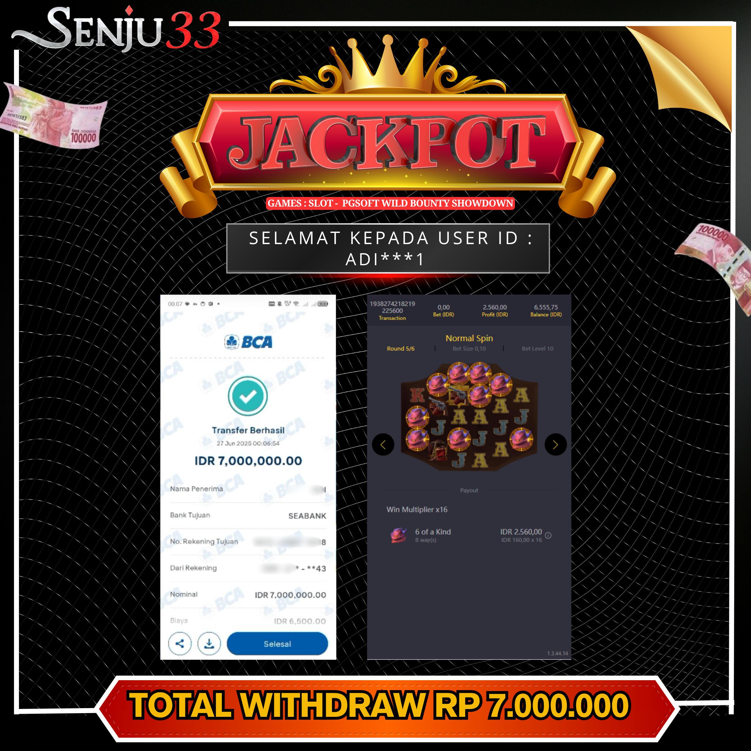 🎰 SENJU33 JACKPOT SLOT Rp. 7.000.000 LUNAS 🎉