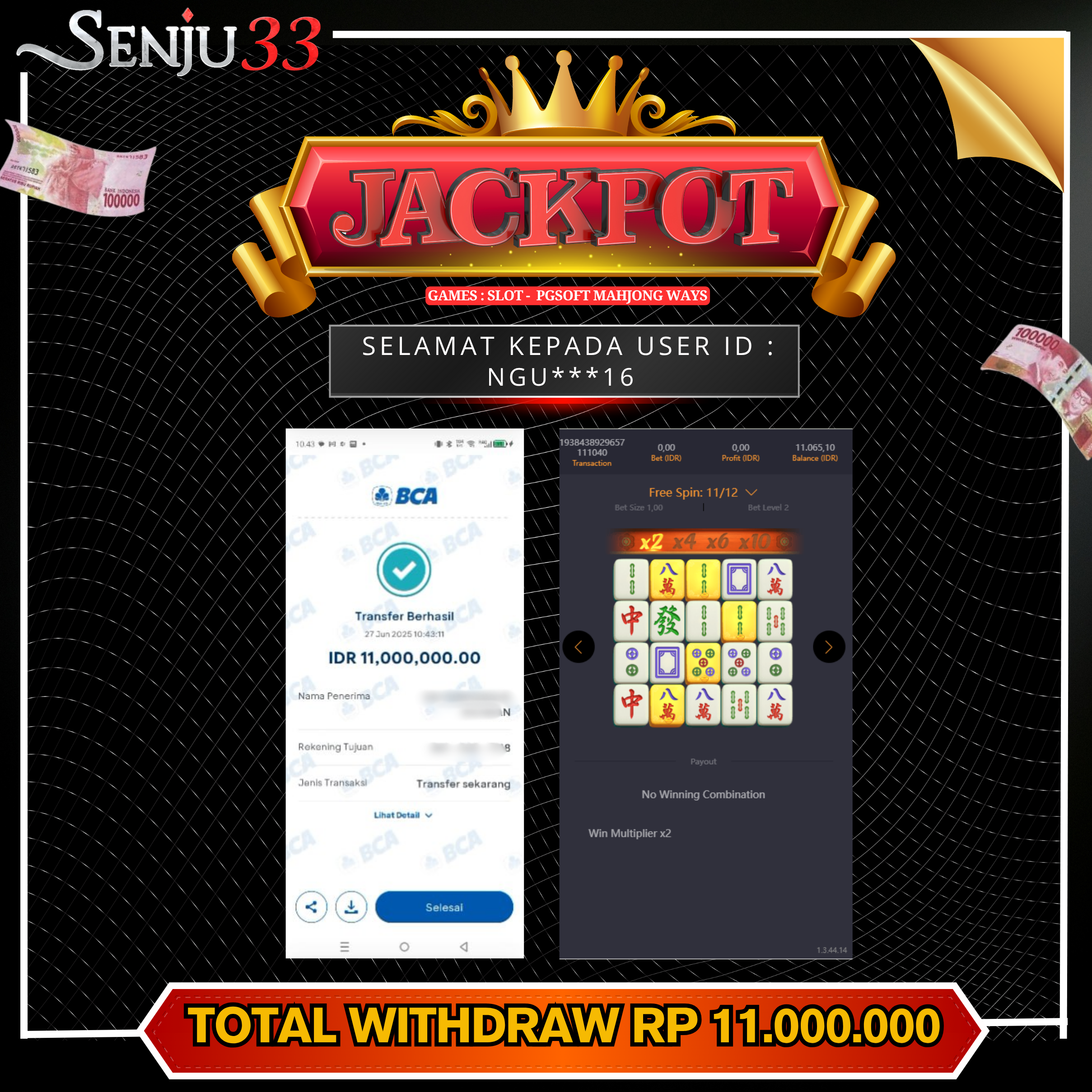 🎰 SENJU33 JACKPOT SLOT Rp. 11.000.000 LUNAS 🎉