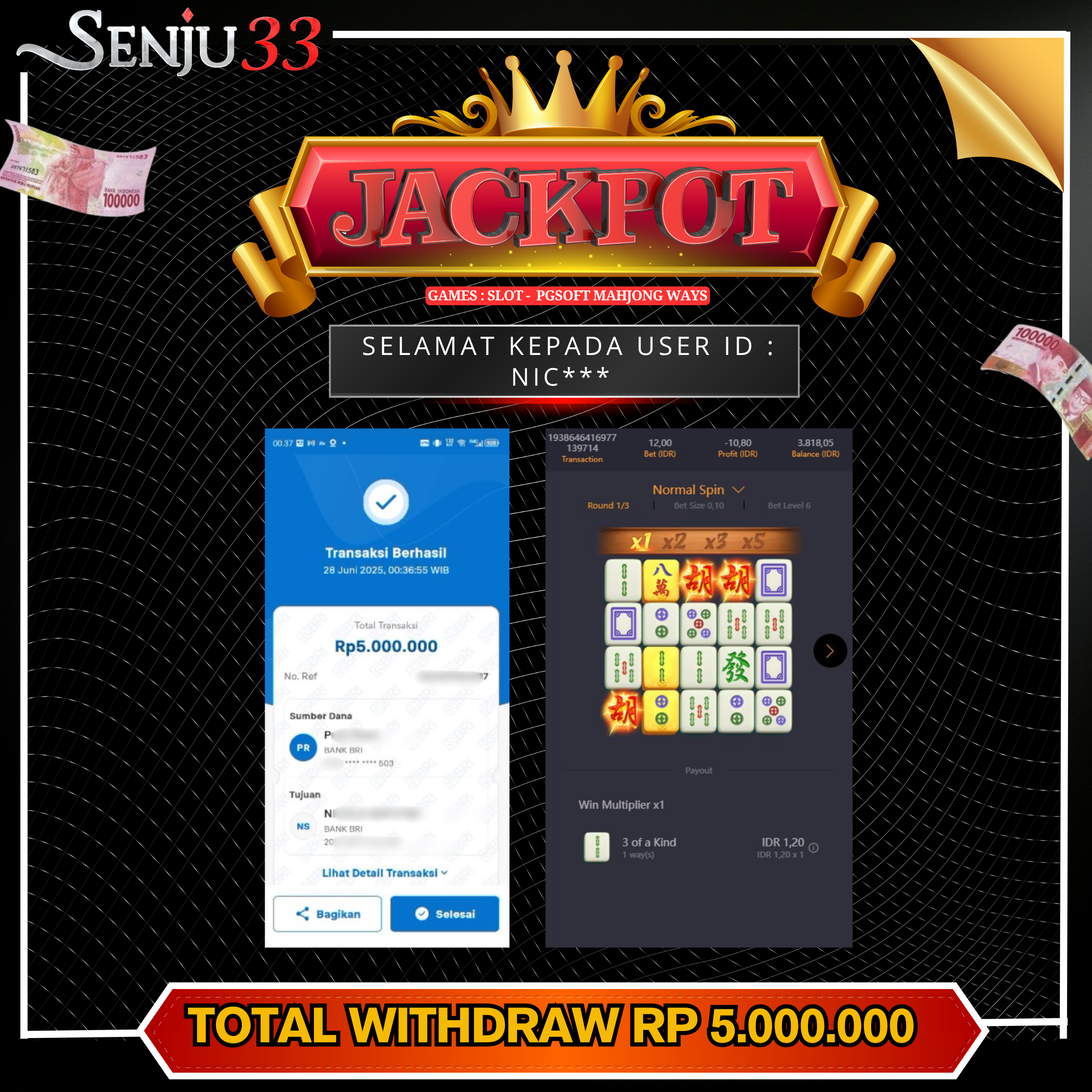 🎰 SENJU33 JACKPOT SLOT Rp. 5.000.000 LUNAS 🎉