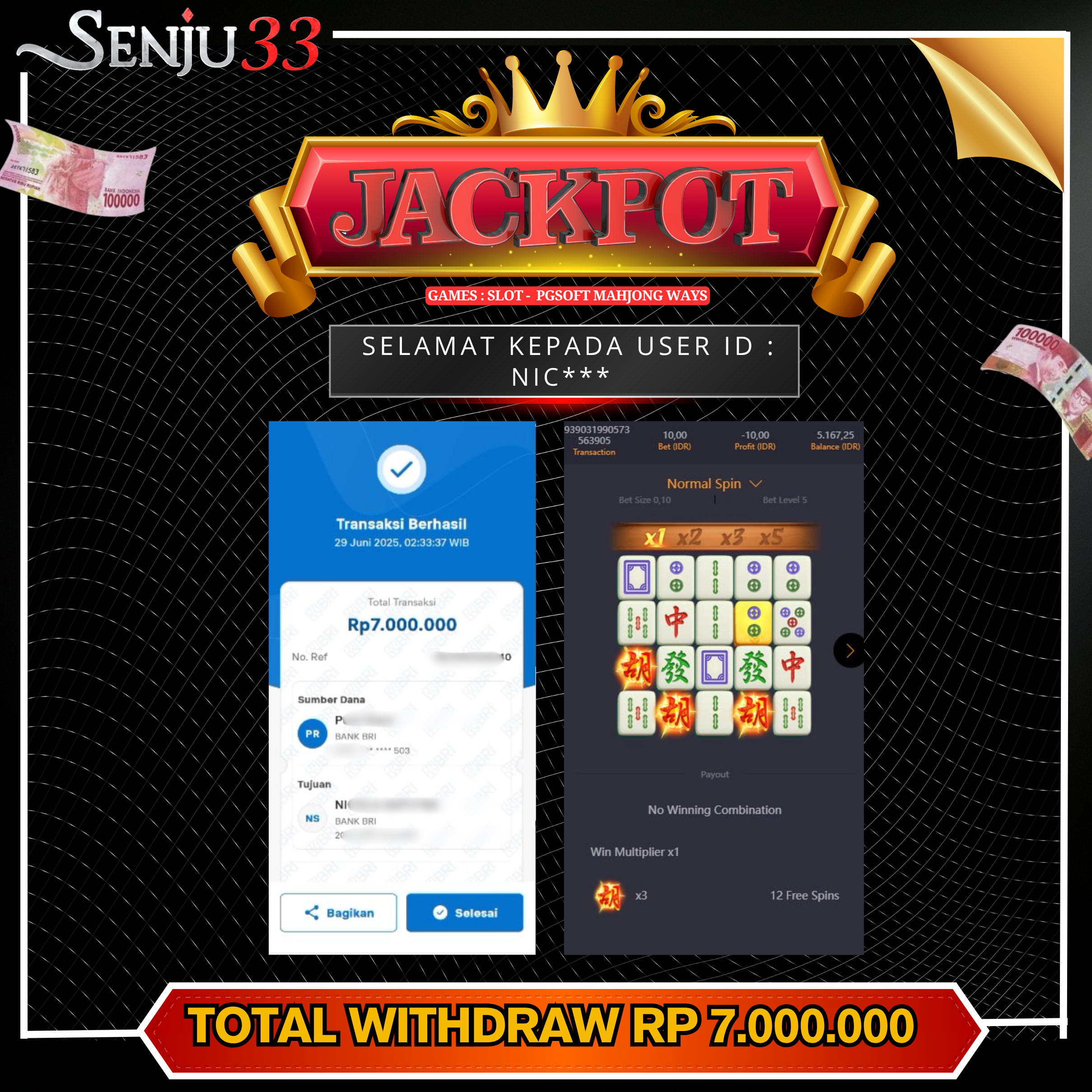 🎰 SENJU33 JACKPOT SLOT Rp. 7.000.000 LUNAS 🎉