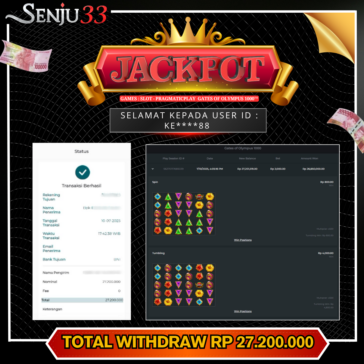 🎰 SENJU33 JACKPOT SLOT Rp. 27.200.000 LUNAS 🎉