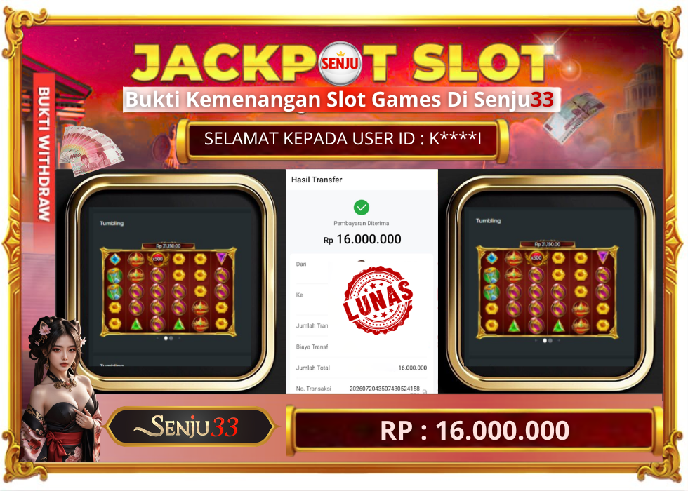 🎰 SENJU33 JACKPOT SLOT Rp. 16.000.000 LUNAS 🎉