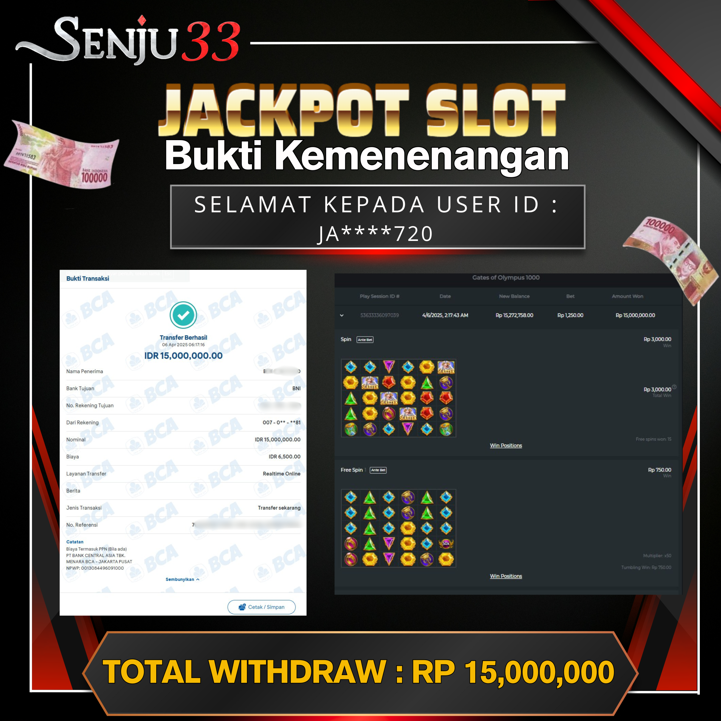 🎰 SENJU33 JACKPOT SLOT Rp. 15.000.000 LUNAS 🎉