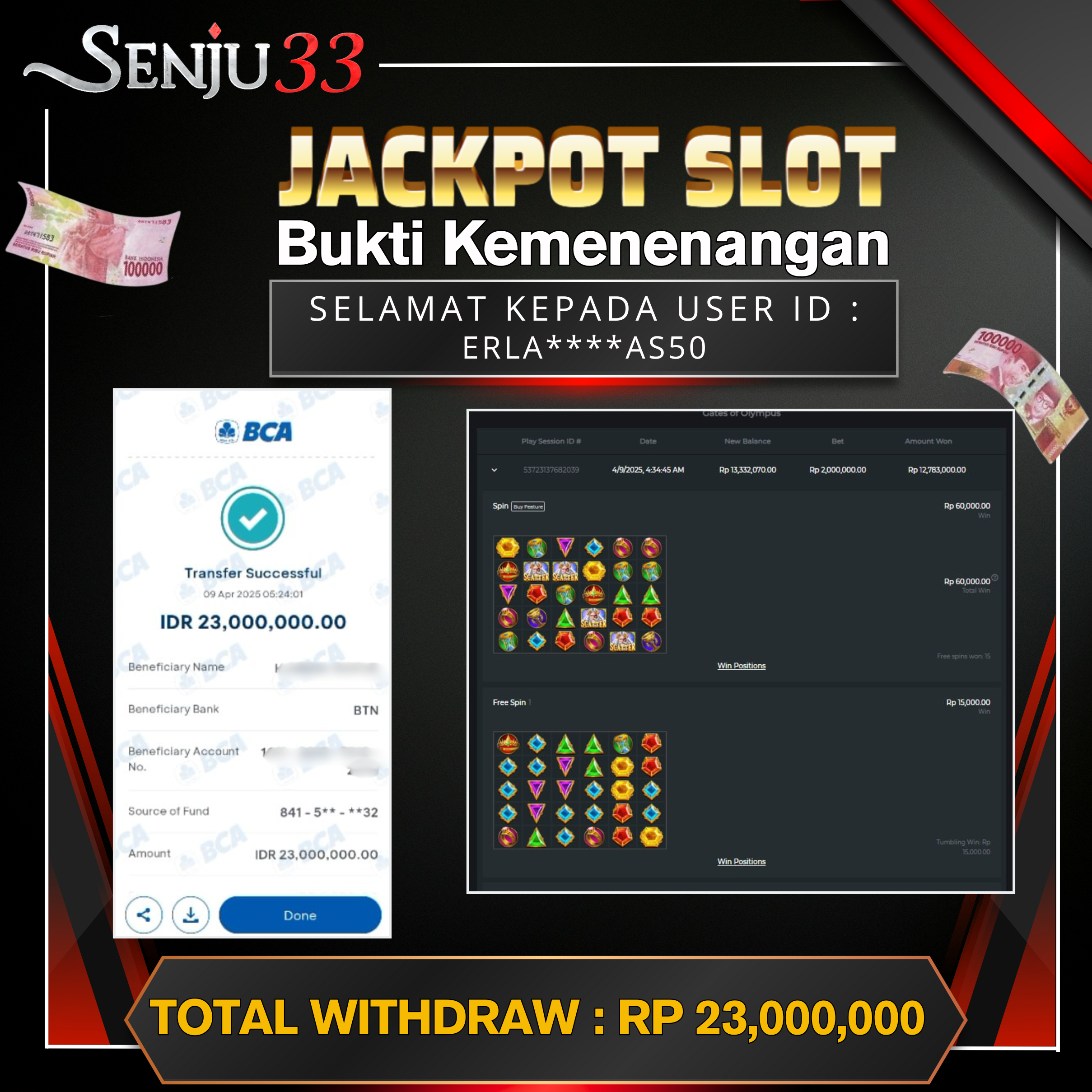 🎰 SENJU33 JACKPOT SLOT Rp. 23.000.000 LUNAS 🎉