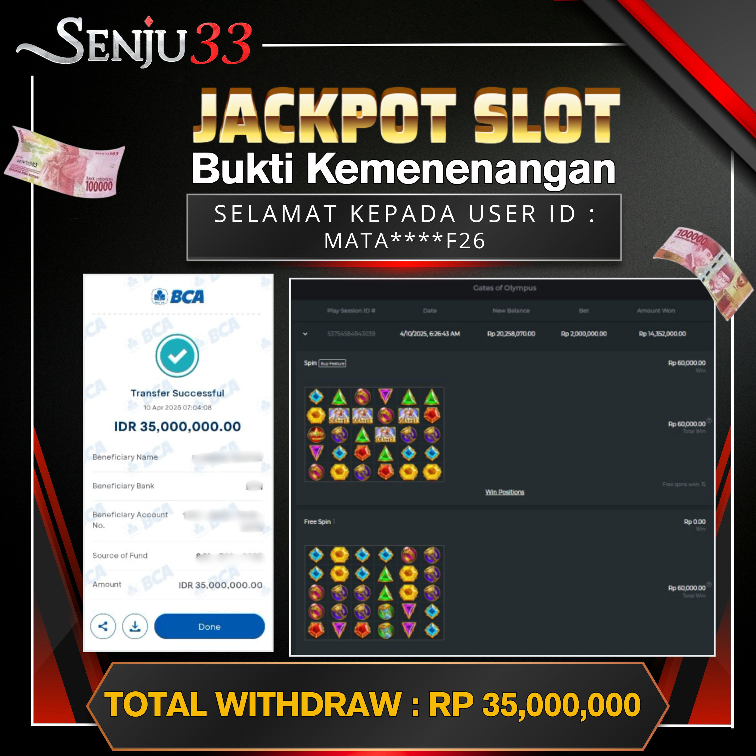 🎰 SENJU33 JACKPOT SLOT Rp. 35.000.000 LUNAS 🎉