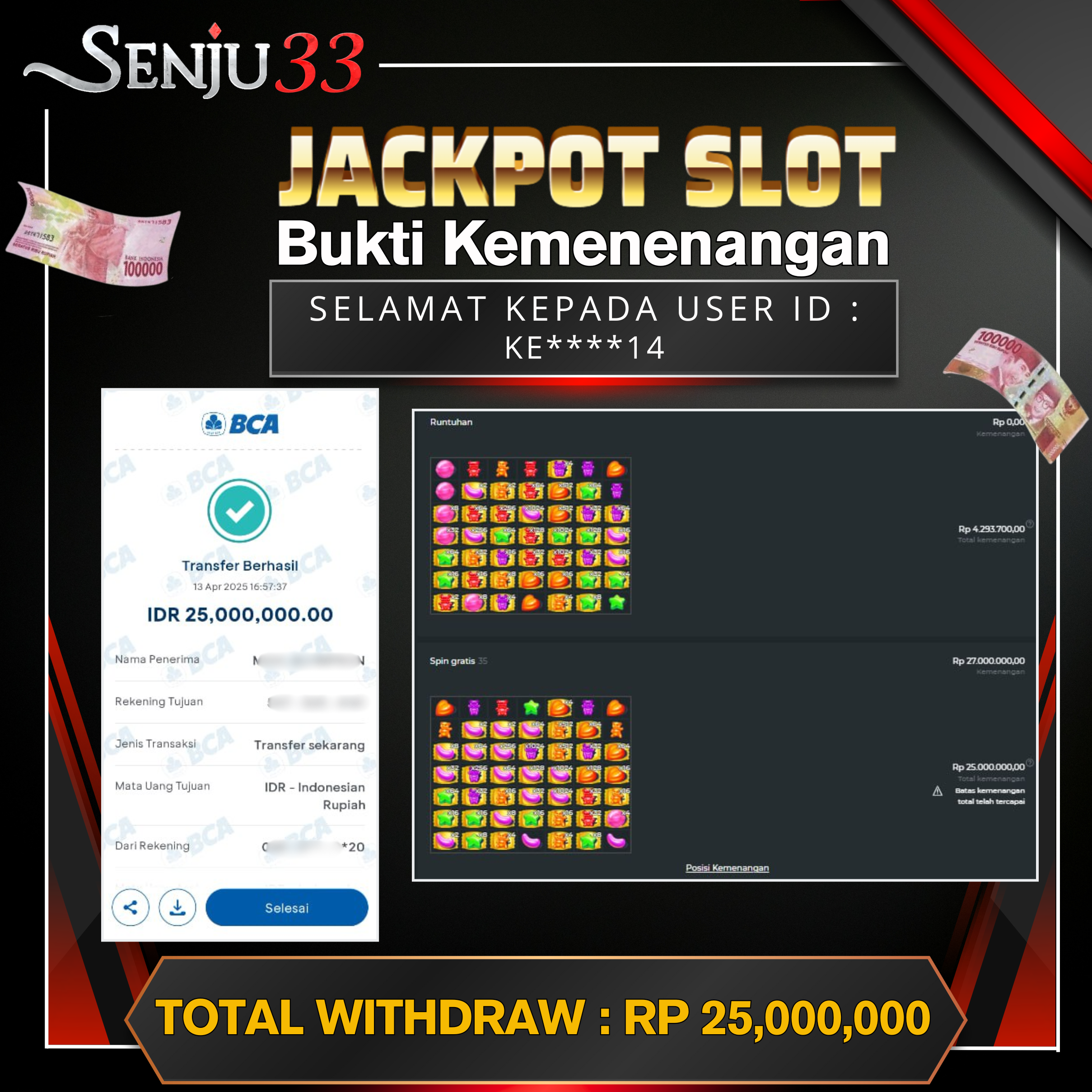 🎰 SENJU33 JACKPOT SLOT Rp. 25.000.000 LUNAS 🎉