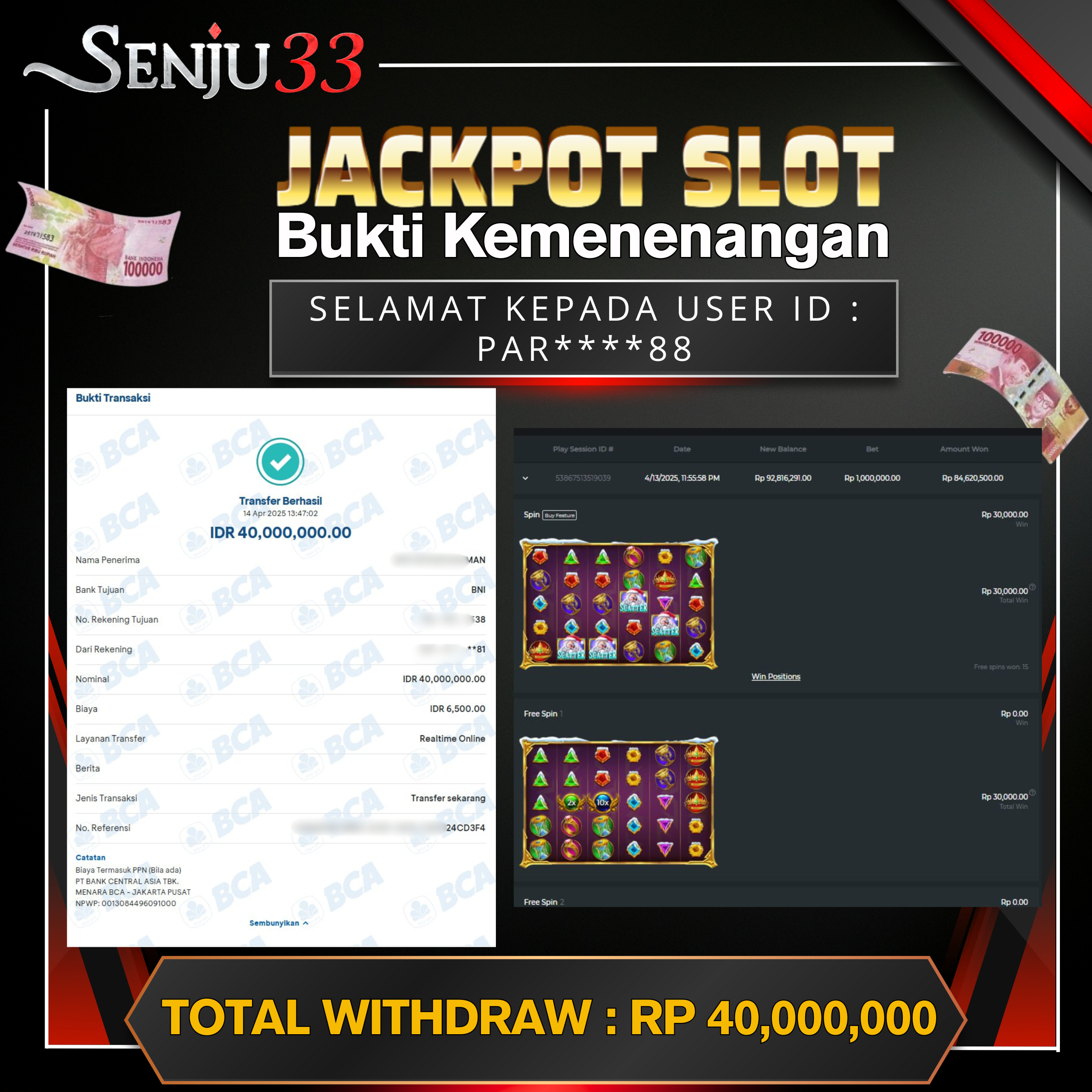🎰 SENJU33 JACKPOT SLOT Rp. 40.000.000 LUNAS 🎉