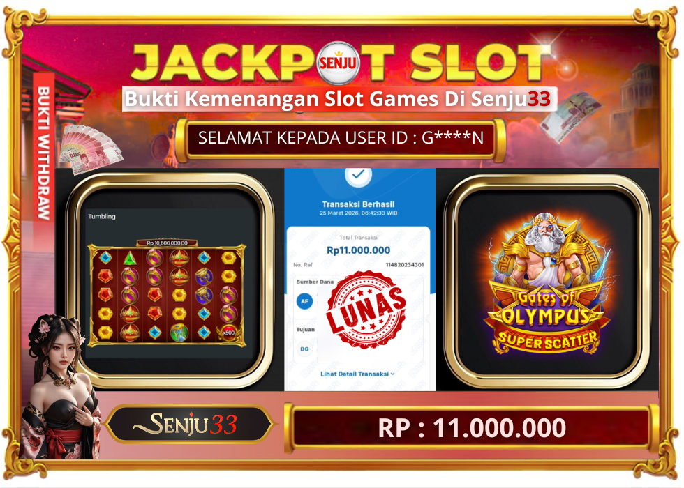 🎰 SENJU33 JACKPOT SLOT Rp. 11.000.000 LUNAS 🎉