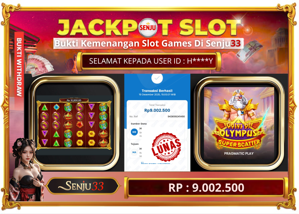 🎰 SENJU33 JACKPOT SLOT Rp. 9.002.500 LUNAS 🎉