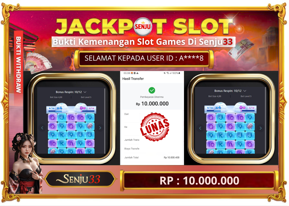 🎰 SENJU33 JACKPOT SLOT Rp. 10.000.000 LUNAS 🎉